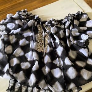 Black and white silver blouse